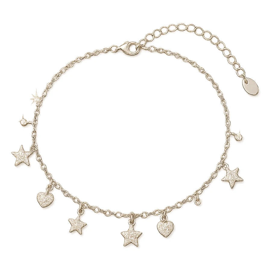 girly sparkling anklet with charms, no background sticker