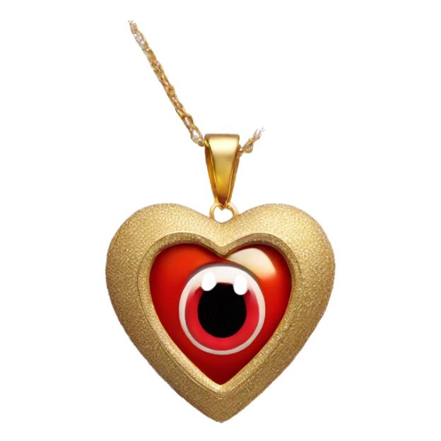 Red evil-eye inside of a gold heart necklace sticker