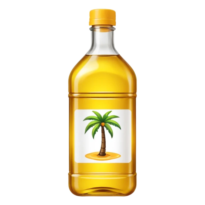 yellow palm cooking oil bottle with a label sticker