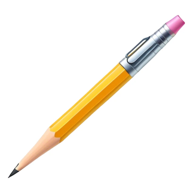 A sleek, modern pencil hovering slightly above the ground, with a soft glowing outline suggesting creativity and creation. The design is clean, flat, and minimal, perfect for an empty state UI. sticker