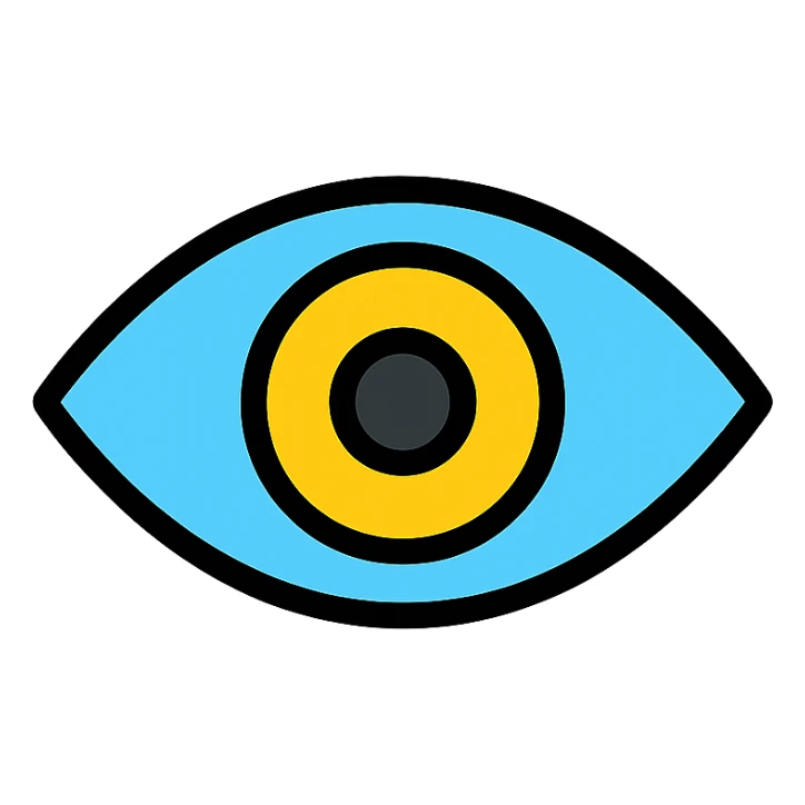 an eye, color outline icon style, minimalistic and modern sticker