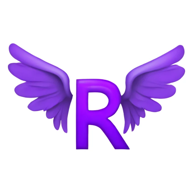 Purple letter R with halo & wings sticker