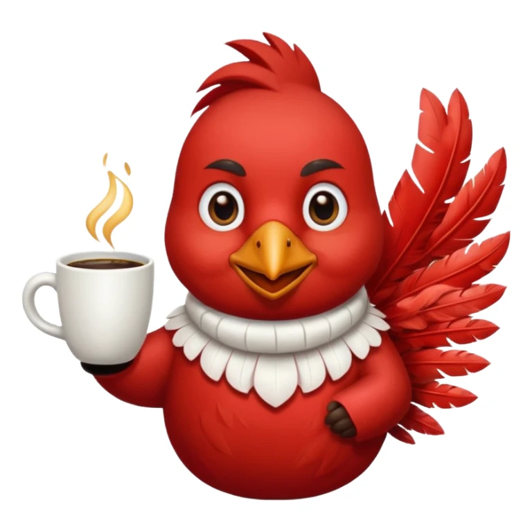 Happy cardinal bird with a cup of coffee sticker