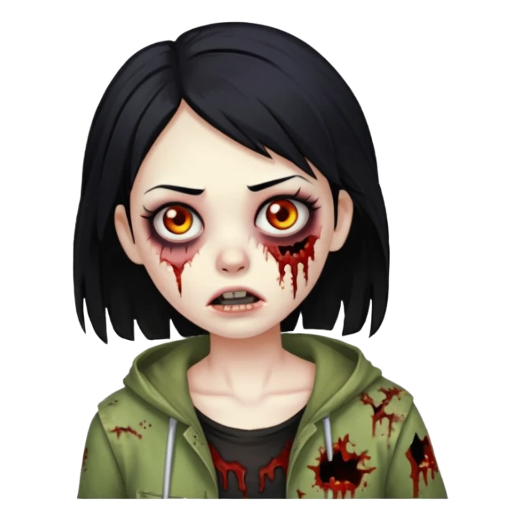 girl zombie with black hair sticker