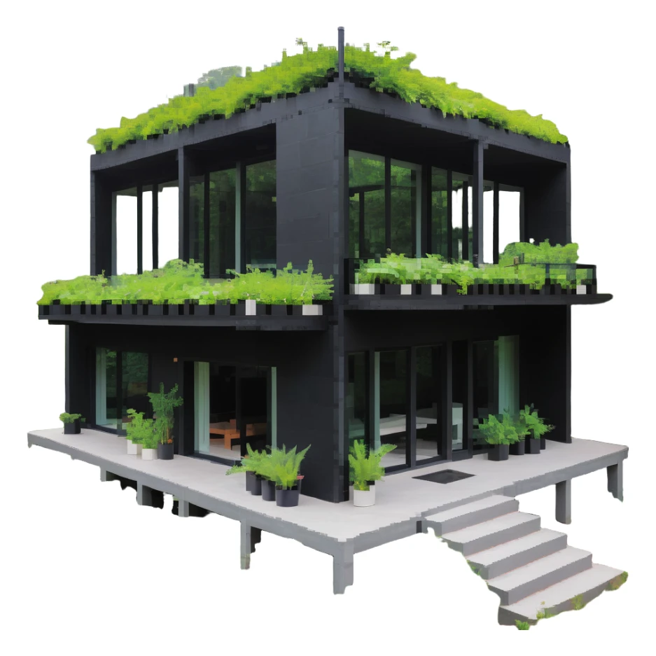 eco-friendly retreat under construction with greenery sticker