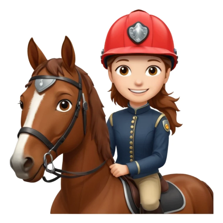 brown haired girl on a cheatnut hporse smiling' sticker