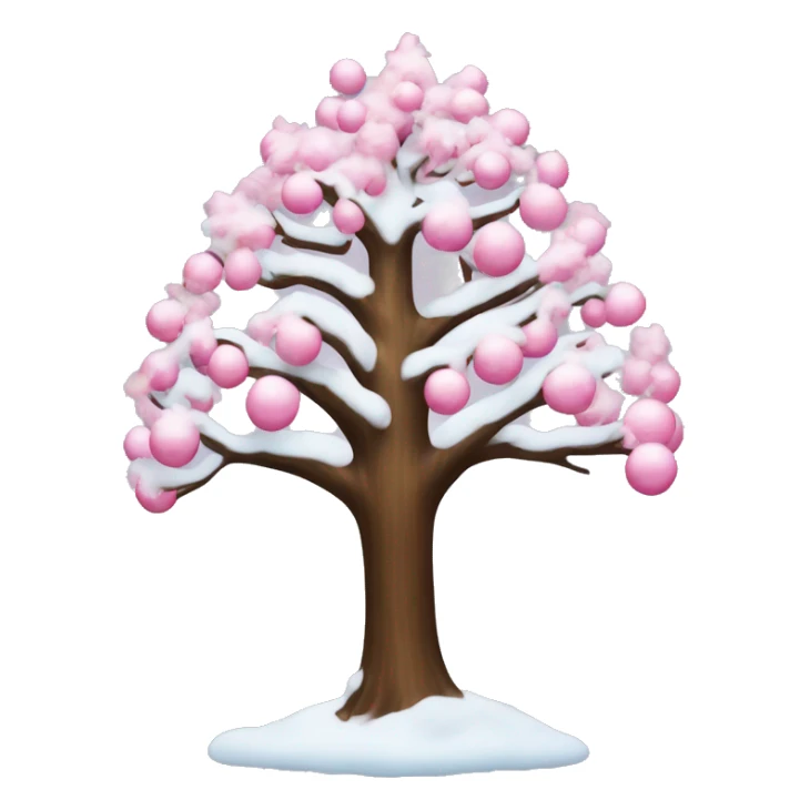 christian tree with snow and pink ornaments  sticker