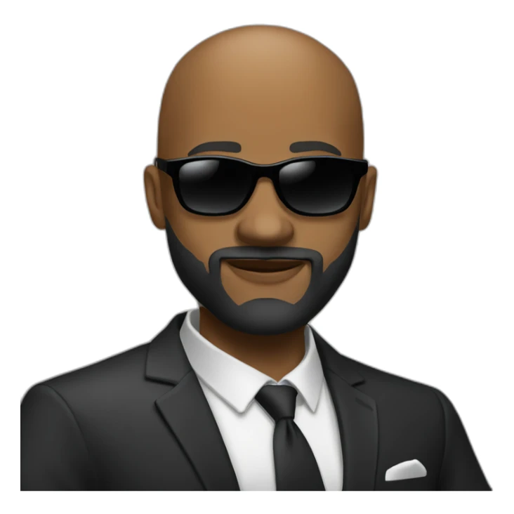 Damien Finette black bald guy in suit with beard and sunglasses sticker
