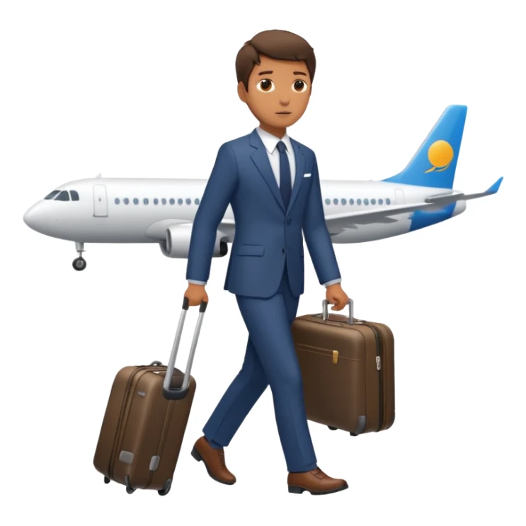 Please create an image of a young person departing overseas for employment. Set the scene as them pulling a suitcase toward the airp sticker