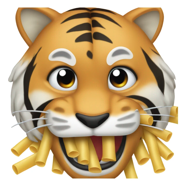 Tiger with pasta hanging out of its mouth sticker