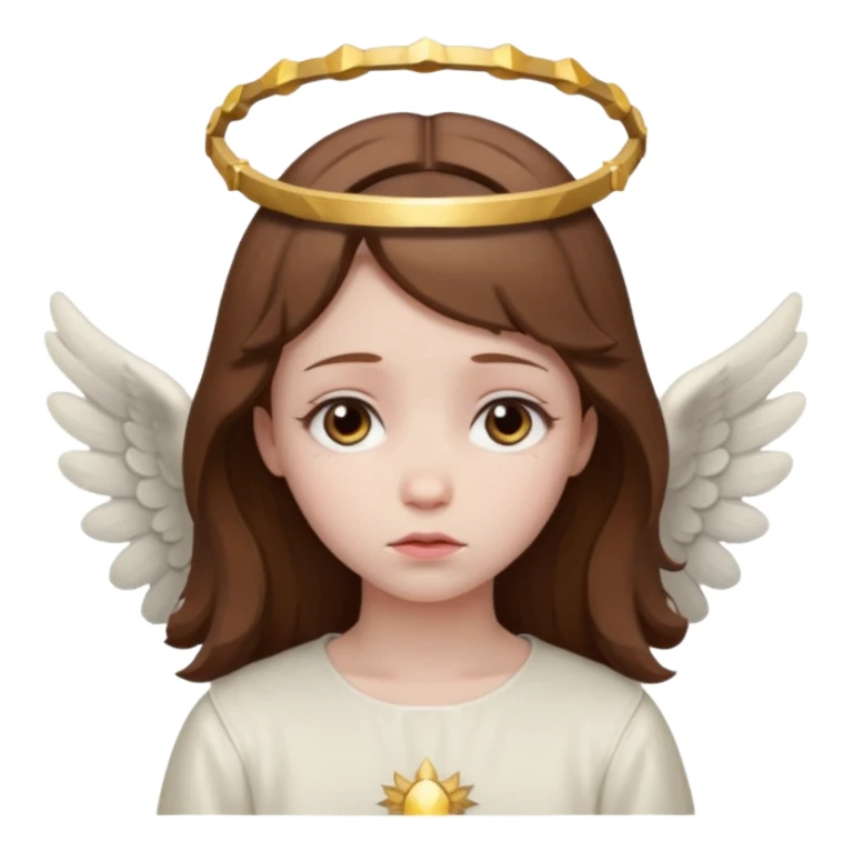 brown hair girl angel, sad sticker
