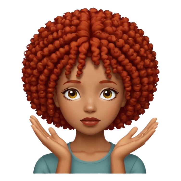 Black girl with curly Afro red hair face palming  sticker