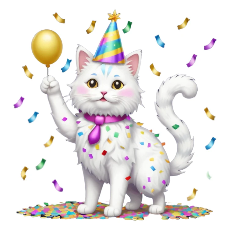 a full-body white cat new year  sticker