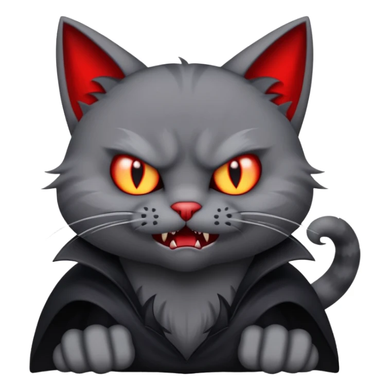 Vampire  cartoon cat with an angry expression, with its paws above its head sticker