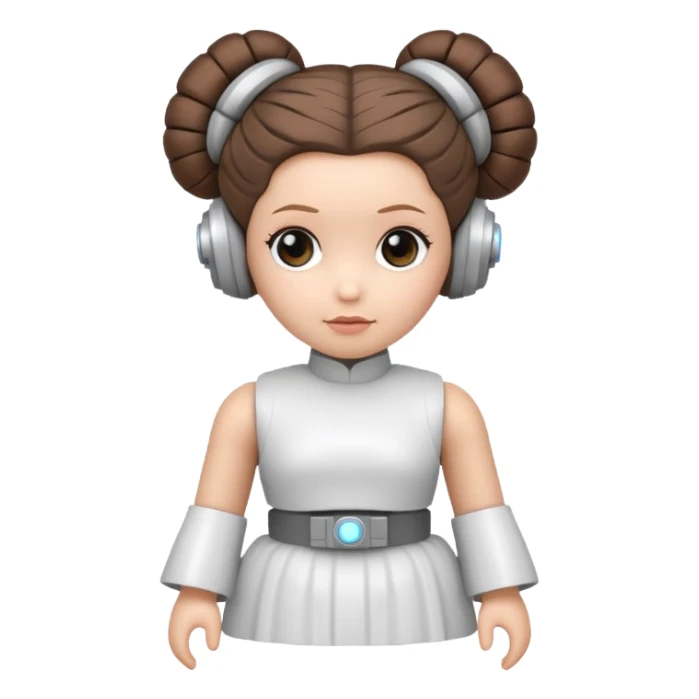 adorable toy robot featuring Princess Leia's double hair buns sticker