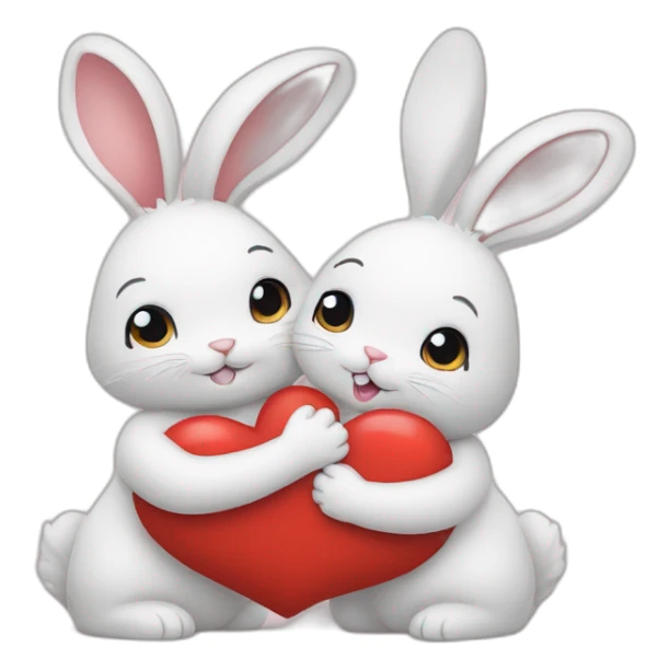 Two rabbits girls hug each other and there is heart over their heads sticker