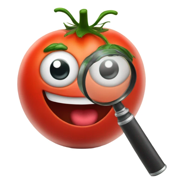 happy tomato with magnifying glass in hand sticker