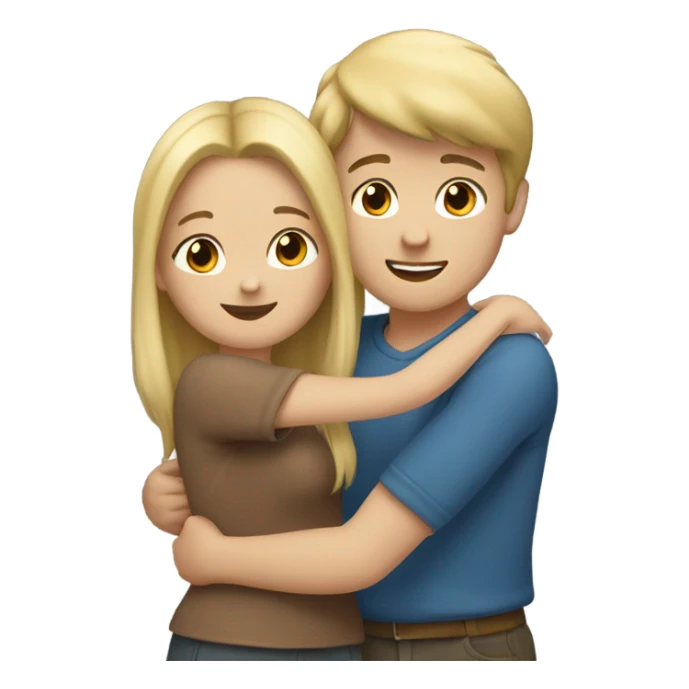 Blonde girl hugging a brown hair boy sticker