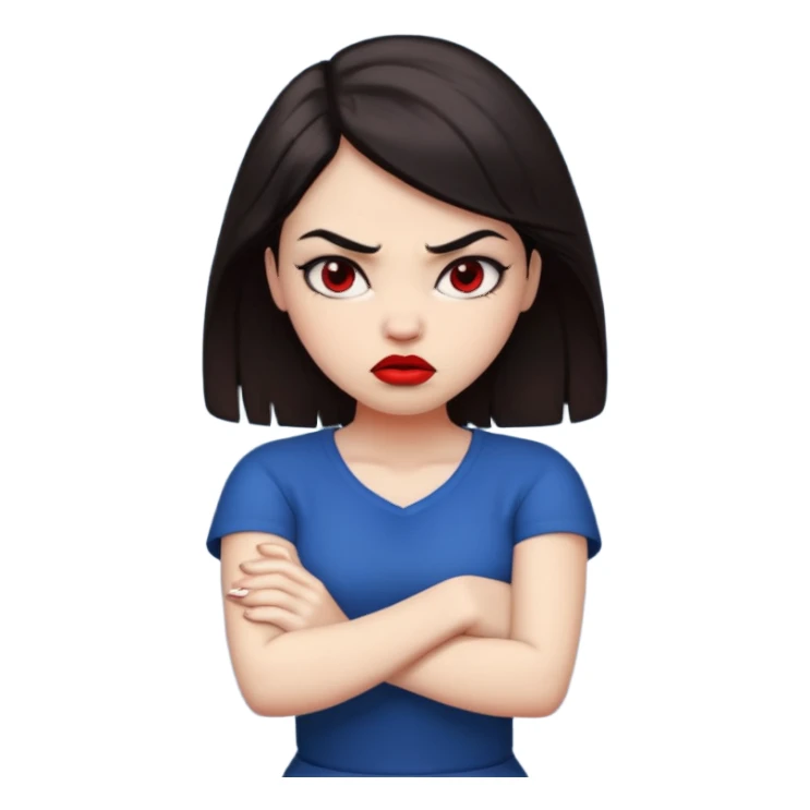 very angry arms crossed girl with dark hair sticker