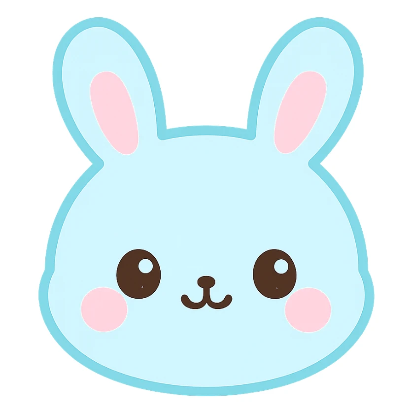 light blue cute rabbit head, kawaii style sticker