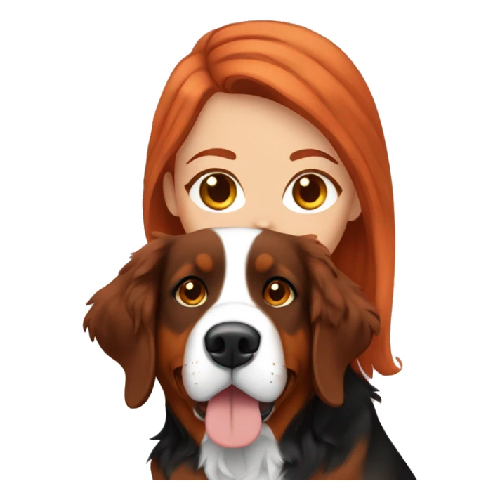 redhead girl with merle bernese mountain dog sticker