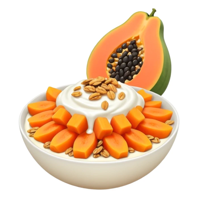 papaya with yogurt granola and honey sticker