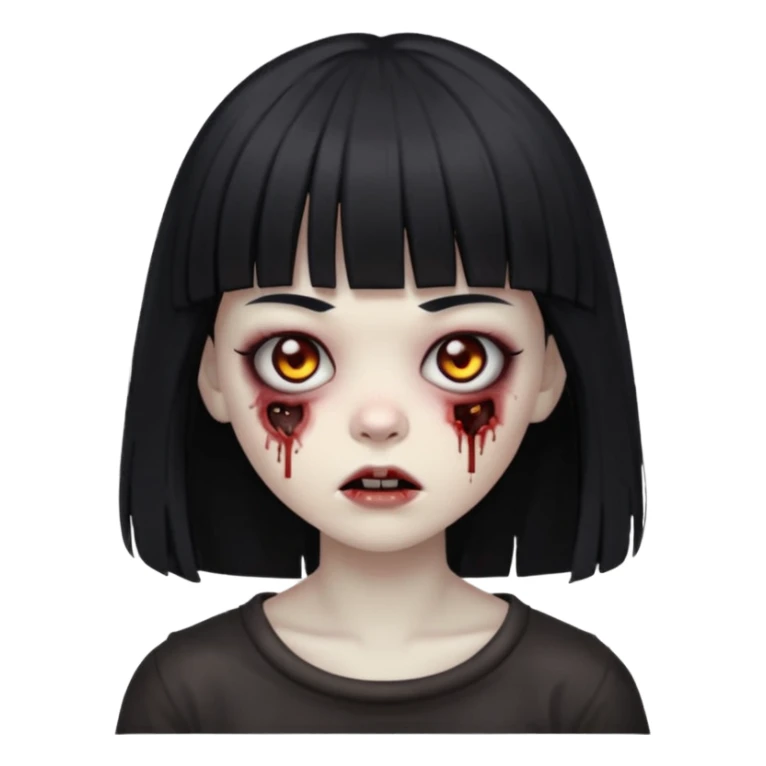 Faça uma menina de cabelo liso preto com franja zumbi sticker