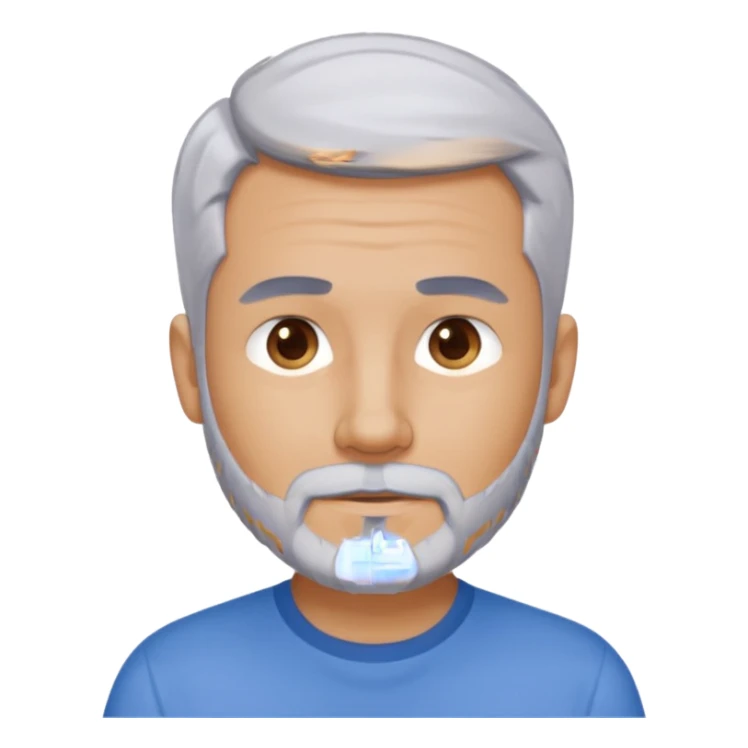 man with short gray hair, trimmed beard, blue shirt, inspired by reference photo sticker