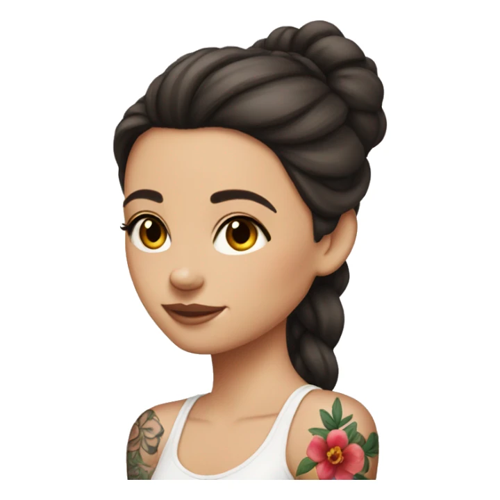 A brunette white girl with flower tattoos on her arms  sticker