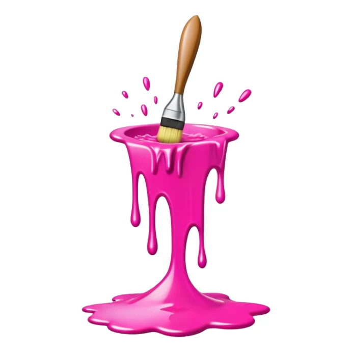 flying art brush dripping pink slop  sticker