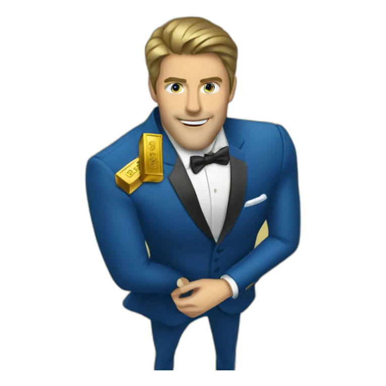 Posh-man-with-blue-suit-offering-goldbar sticker