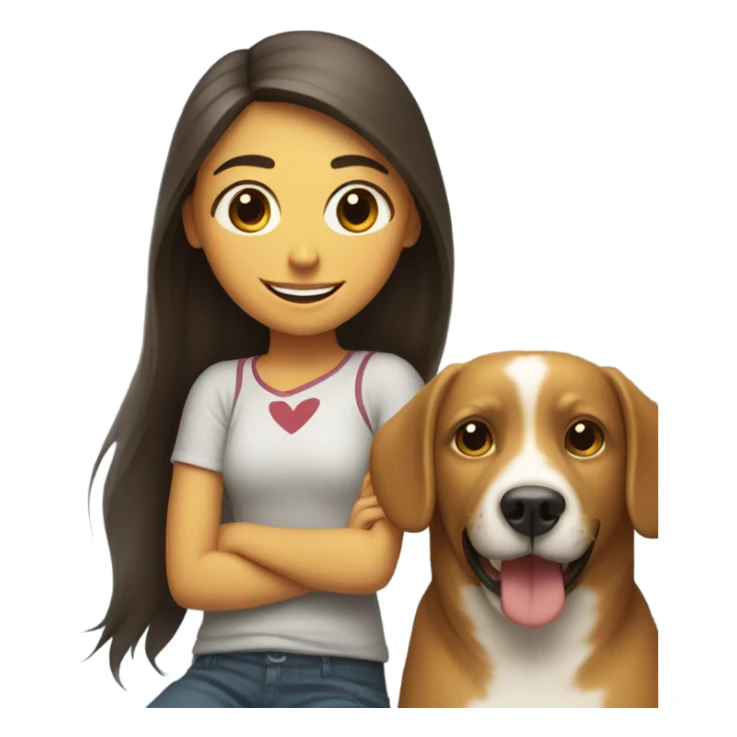 girl with dog smiling sticker