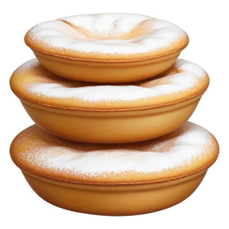 Cinematic Realistic image of simple round buñuelos, depicted with a lightly crisp, golden exterior and soft, airy interior, dusted with a subtle layer of powdered sugar and set against a rustic backdrop with warm, inviting lighting. sticker