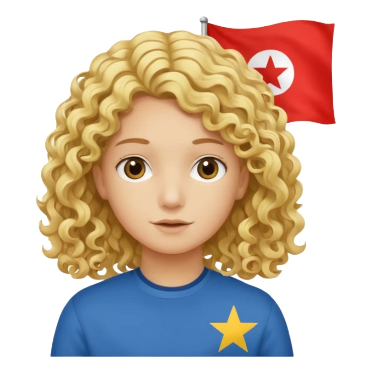 Erstelle mir eine weißen Jungen der locken bat der vor einer bossnien flage steht und dumm aus sieht sticker