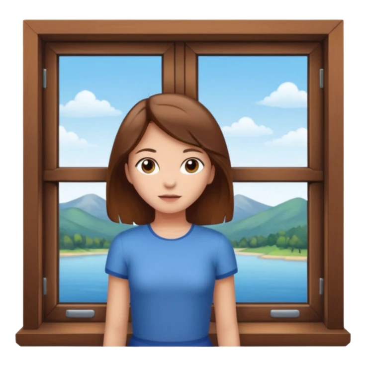 girl with brown hair by window sticker