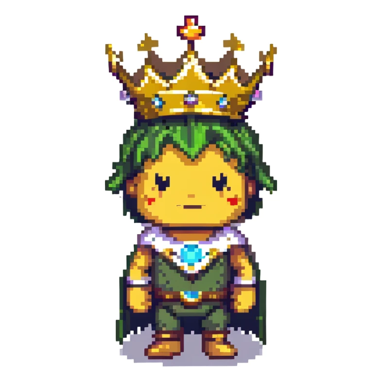 powerful character with golden crown, glow, striking background sticker