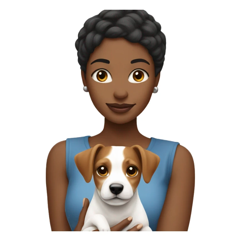 Black woman holding Jack Russell terrier ￼ sticker