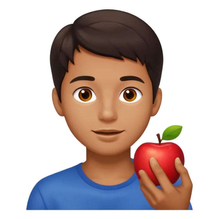 I want you to create an emoji of a spanish sergeant,  He should be a young guy with dark brown hair, brown eyes, his skin color like he’s tan and he’s eating an apple  sticker