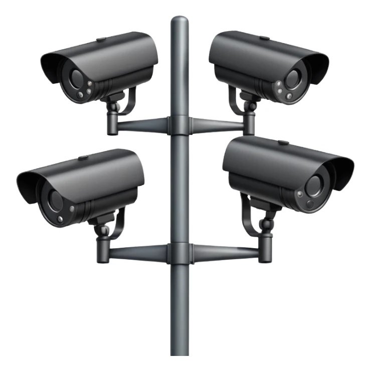Four cctv cameras linked together on pole sticker