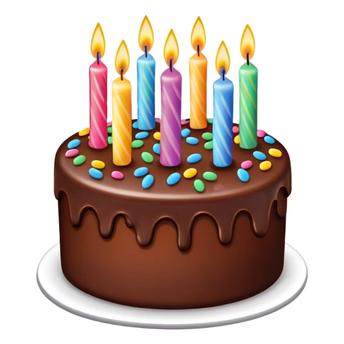 birthday cake with candles and frosting sticker