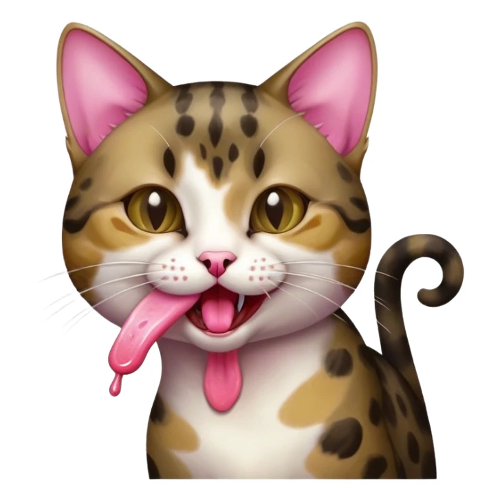 A slender Jianzhou cat licking her hand sticker