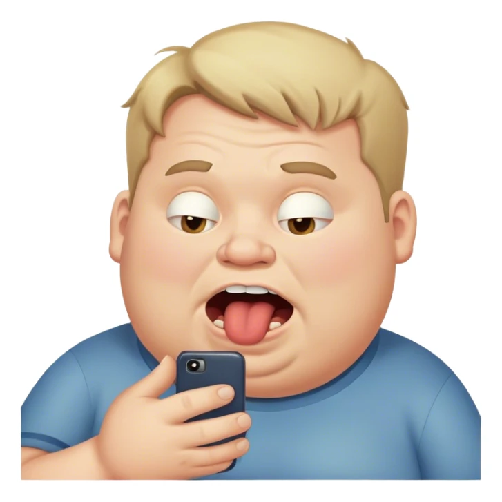 fat ugly white guy looking at his phone with open mouth sticker