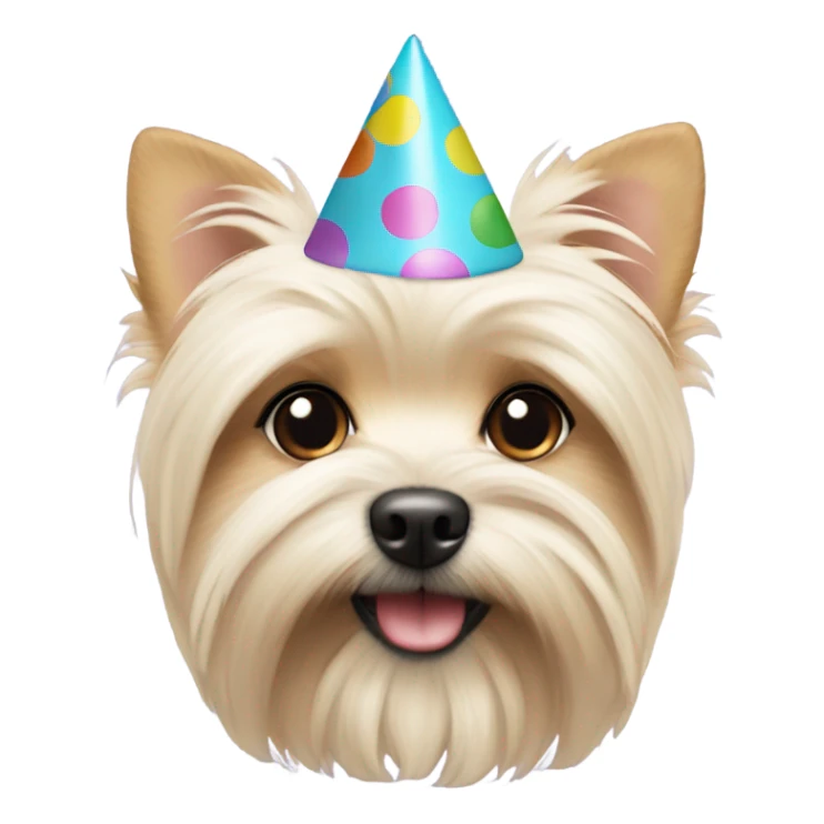 All cream Morkie with party hat cropped ears sticker