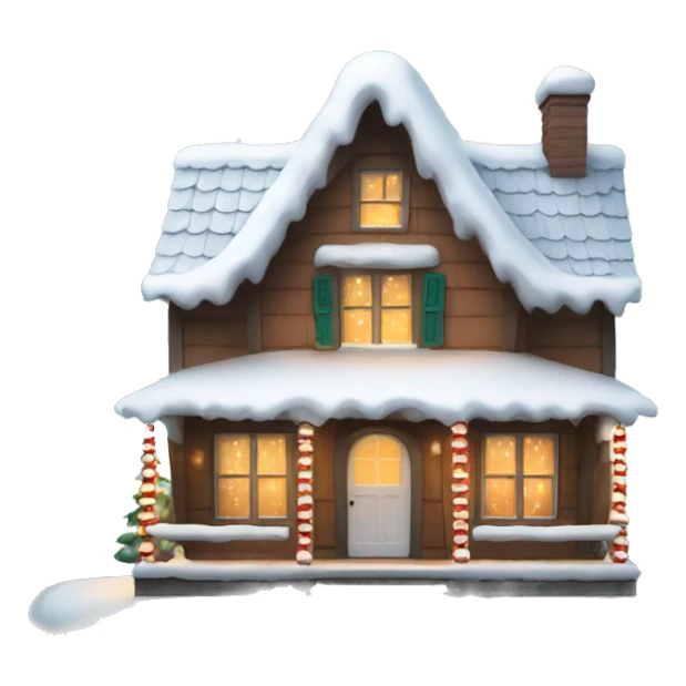 Cute Dutch house with snow and Christmas lights sticker