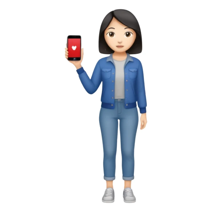 Asian women shining confident full body fat sticker