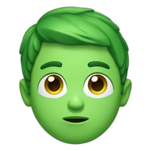a green boy face eyes closed and wierd mouth expression  sticker