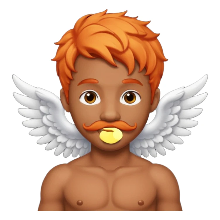 Black cupid with orange hair and mustache sticker