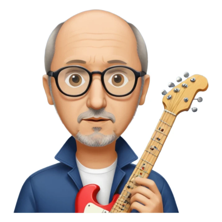 Pete Townshend close-up, intense focus, guitar details sticker