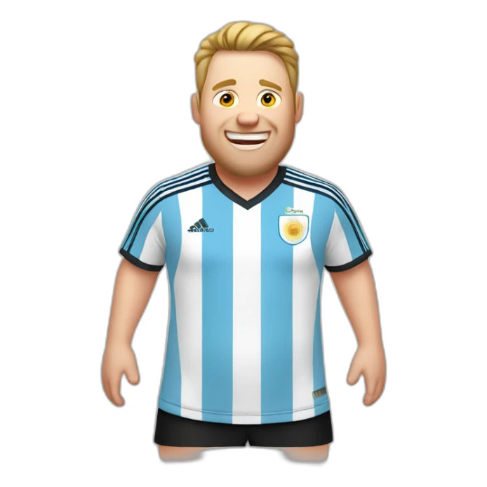 white man. Obese. argentina soccer uniform. laughing crying  sticker