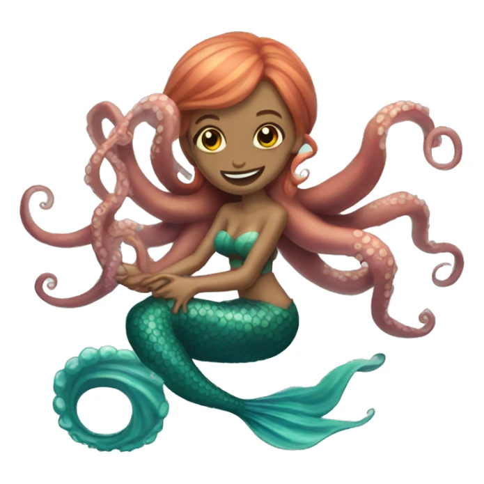 octopus tickling mermaid sticker